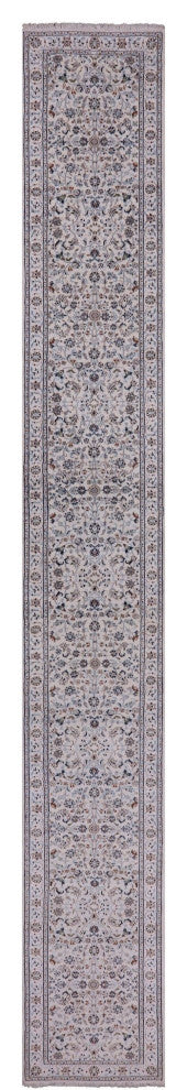2' 6" X 19' 10" Runner Hand Knotted Persian Nain Wool and Silk Rug Q4518