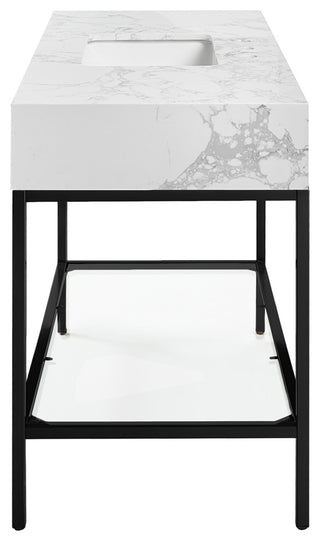 Marmo Bathroom Vanity, White, 48" Wide, Matte Black Finish