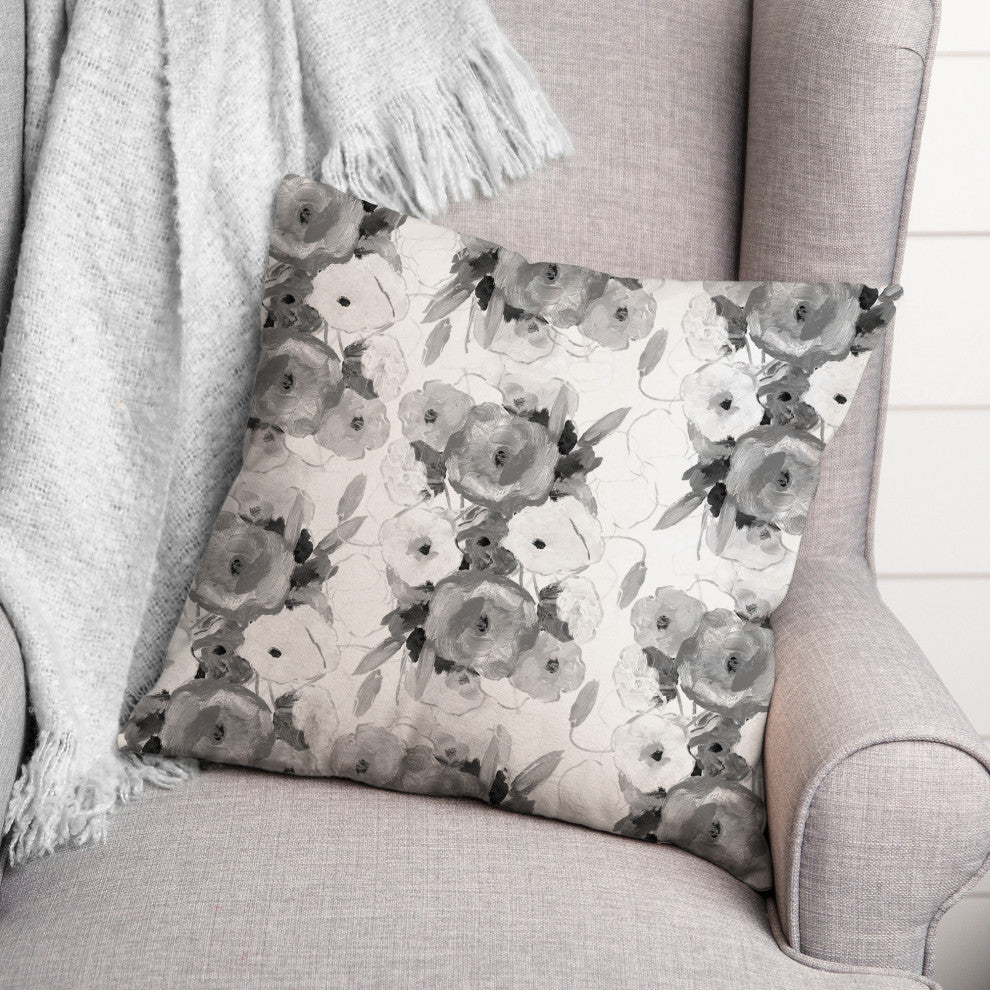 Grayscale Florals 18x18 Spun Poly Pillow