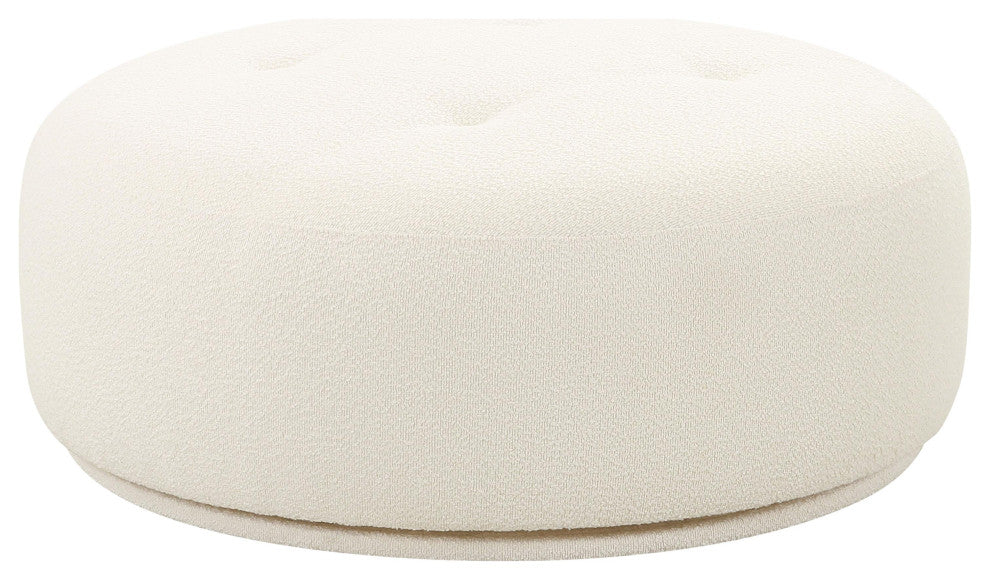 Fickle Cream Boucle Swivel Ottoman