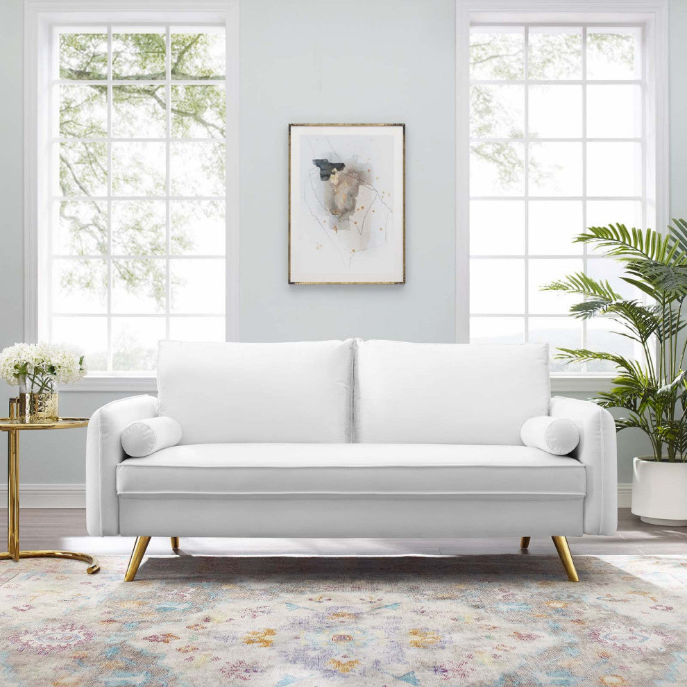 Sofa, Velvet, White, Modern, Living Lounge Room Hotel Lobby Hospitality