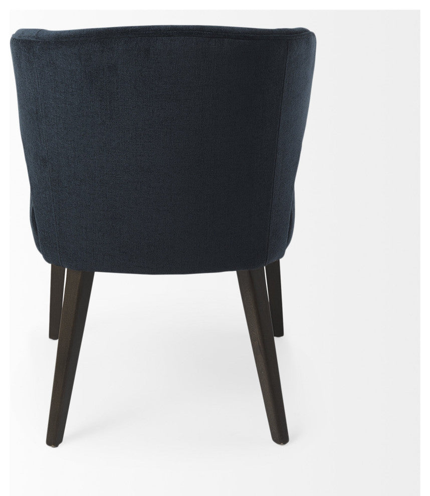 Dark Navy and Black Mid Century Wingback Dining Chair