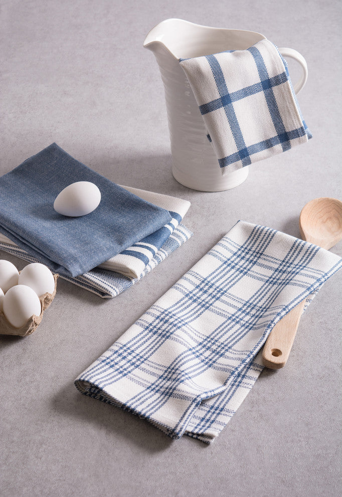 DII Assorted Stone Blue Woven Dishtowel, Set of 5