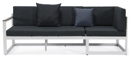 LeisureMod CSLW-80BL-BU Chelsea Sectional Headrest&Coffee Table Black Cushions