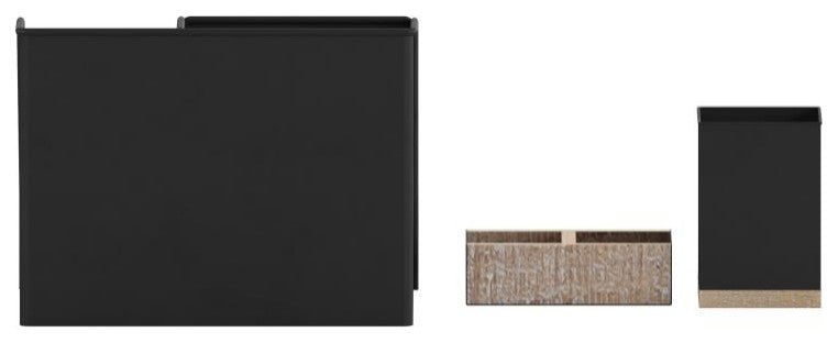 Comerford 3 Piece Metal and Wood Organizer Set, Black