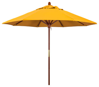 9' Square Push Lift Wood Umbrella, Yellow Pacifica