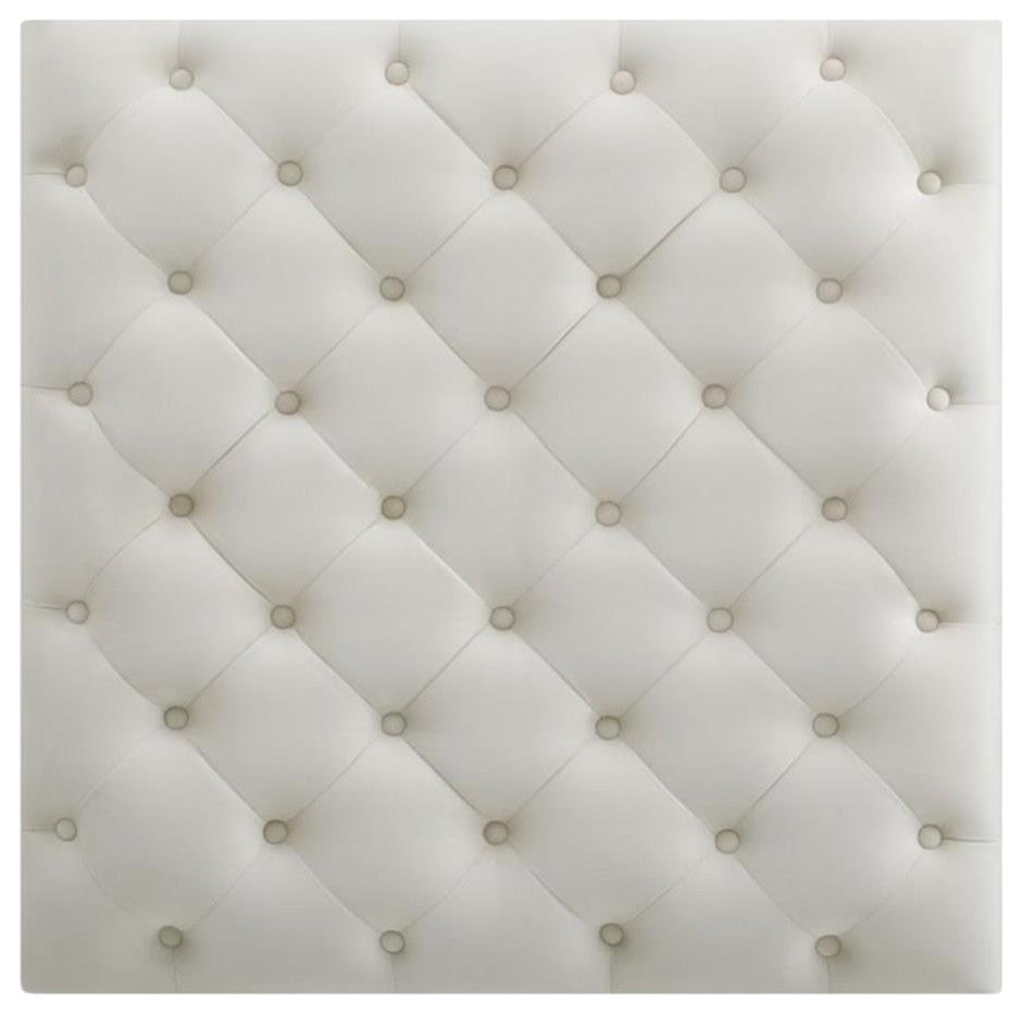 Glory Furniture Nola Velvet Ottoman in Ivory