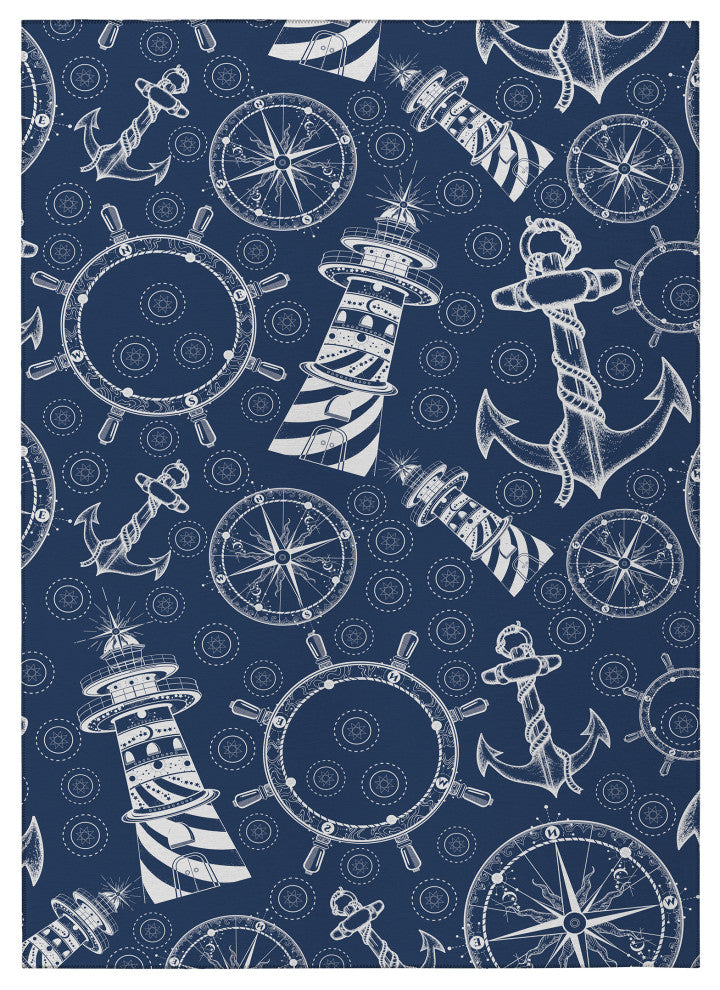 Indoor/Outdoor Harbor HA9 Navy Machine Washable 9' x 12' Rug