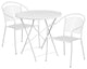 30'' Round Indoor-Outdoor Steel Patio Table and 2 Round Back Chairs, White