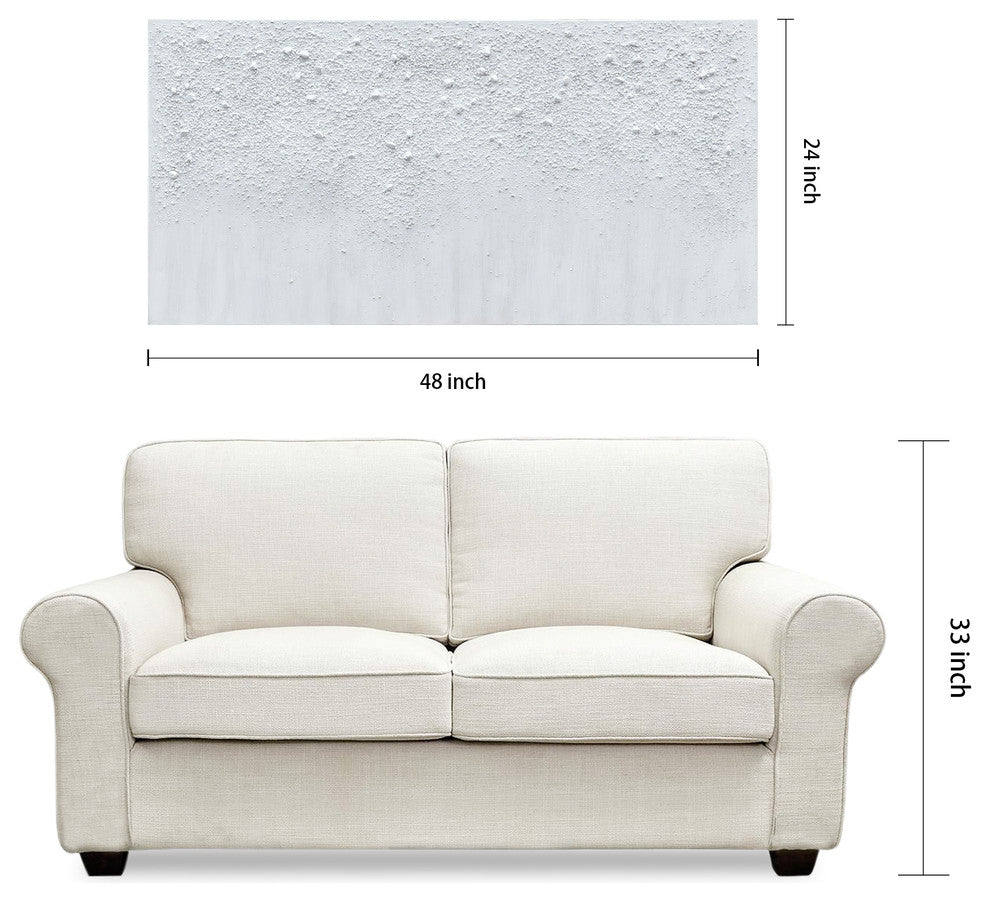 White Snow A Textured Metallic Hand Painted Wall Art Frameless Canvas