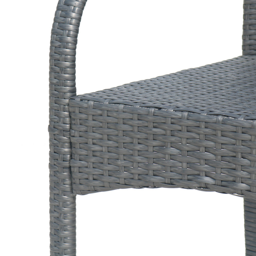 Beatrice Outdoor Wicker Barstool Chair, Set of 2, Gray