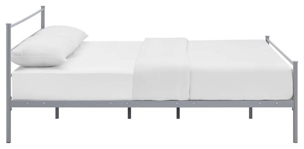Modway Alina Powder Coated Sturdy Steel Queen Platform Bed Frame in Gray
