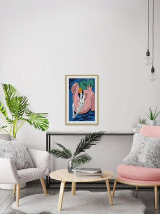 "Floating Flamingo I" Framed Painting Print, 20"x30"