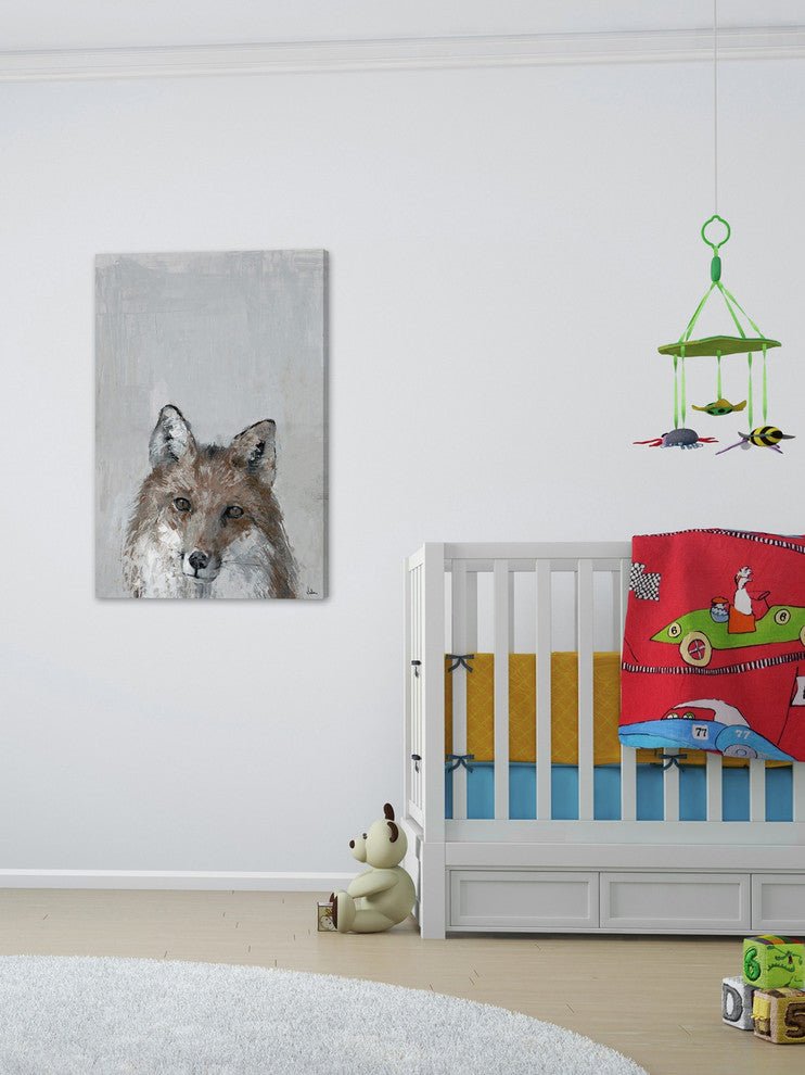 "Bonjour Fox" Painting Print on Wrapped Canvas, 30"x45"