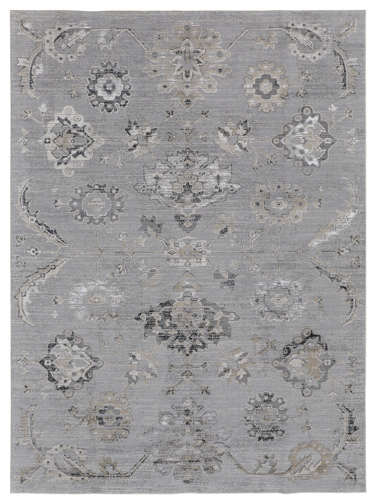 Weave & Wander Adana Metallic Rug,Silver Gray/Ivory, 6ft-7in x 9ft-6in Rug