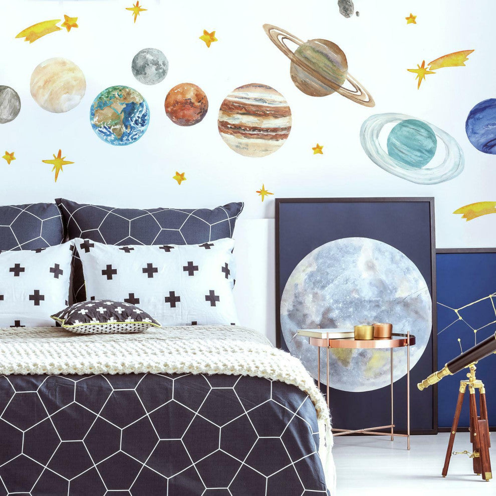 Watercolor Planets Peel And Stick Giant Wall Decals
