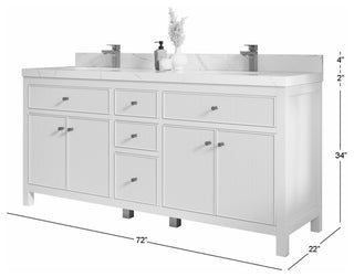 Sonoma 72" Double Sink Bath Vanity in Alabaster, 2" White Quartz