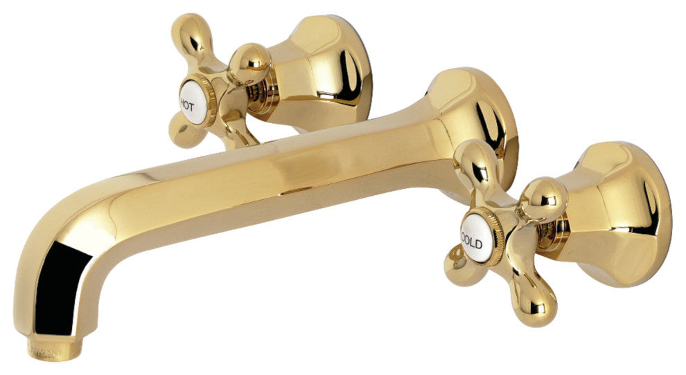 Kingston Brass KS4122AX 2-Handle Wall Mount Bathroom Faucet, Polished Brass