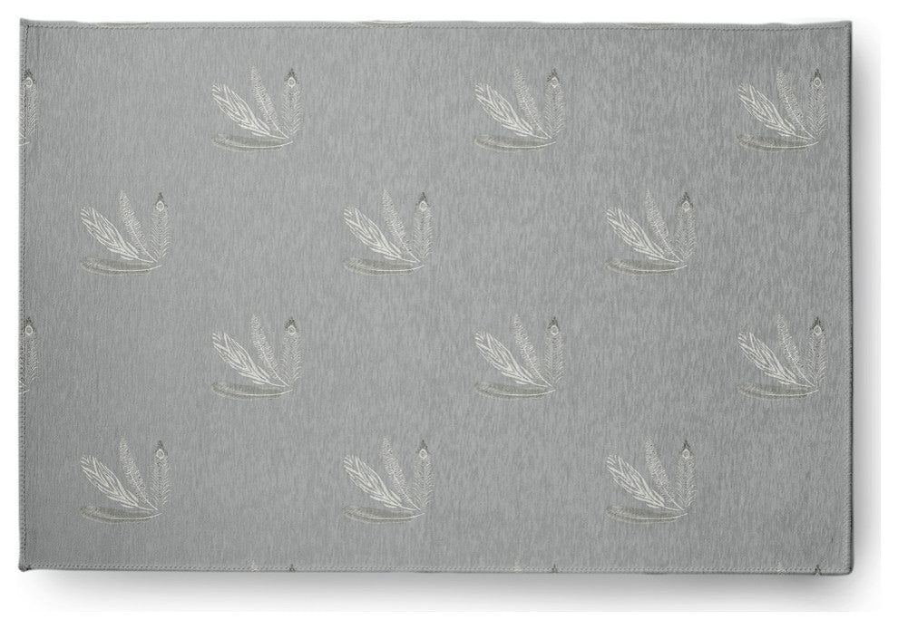 Feather Pattern Spring Chenille Rug, Gray, 4'x6'