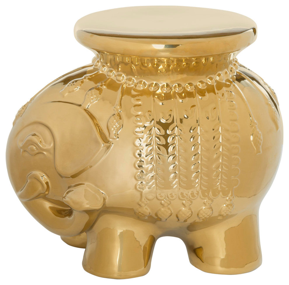 Safavieh Ceramic Elephant Stool, Gold