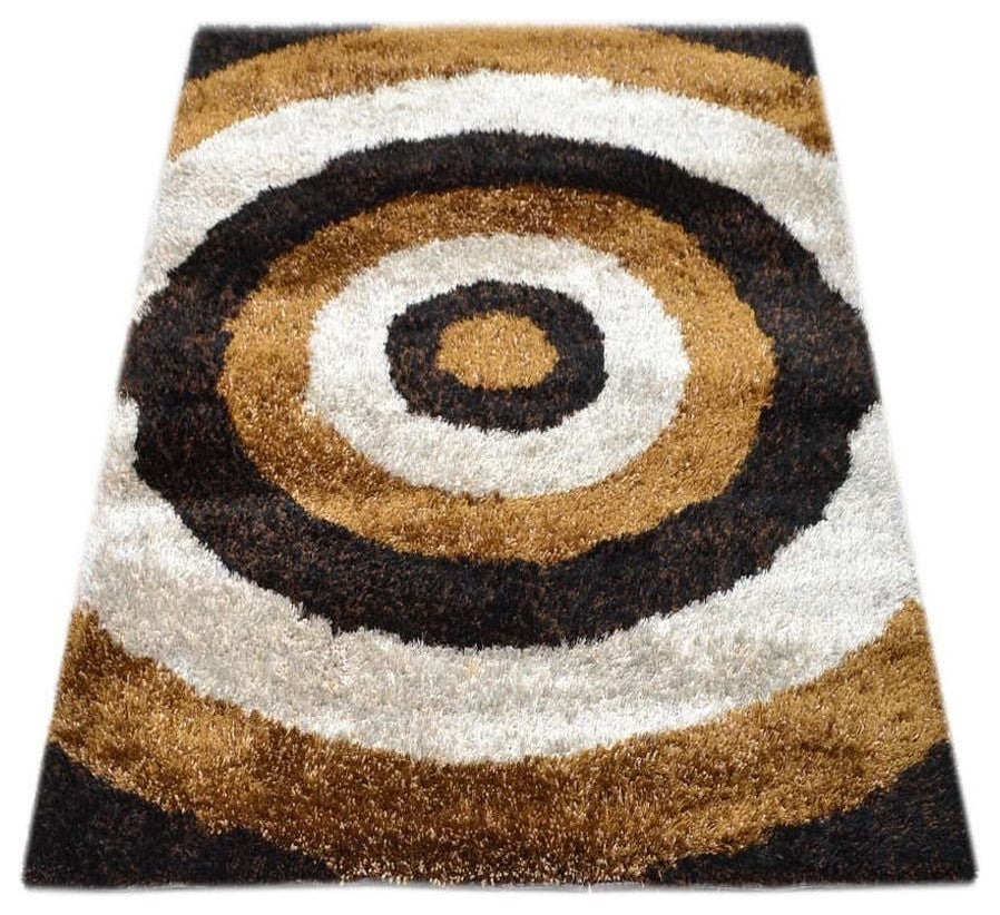 Shaggy Modern Contemporary Hand-Tufted Indian Oriental Area Rug, Brown, 6x9'