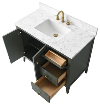 Vanity Art Freestanding Vanity, Vintage Green, 42", Single Sink, Golden Brushed