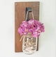 Mason Jar Sconce Wall Decor Walnut Color Purple Flower Wide Hook with Lighting