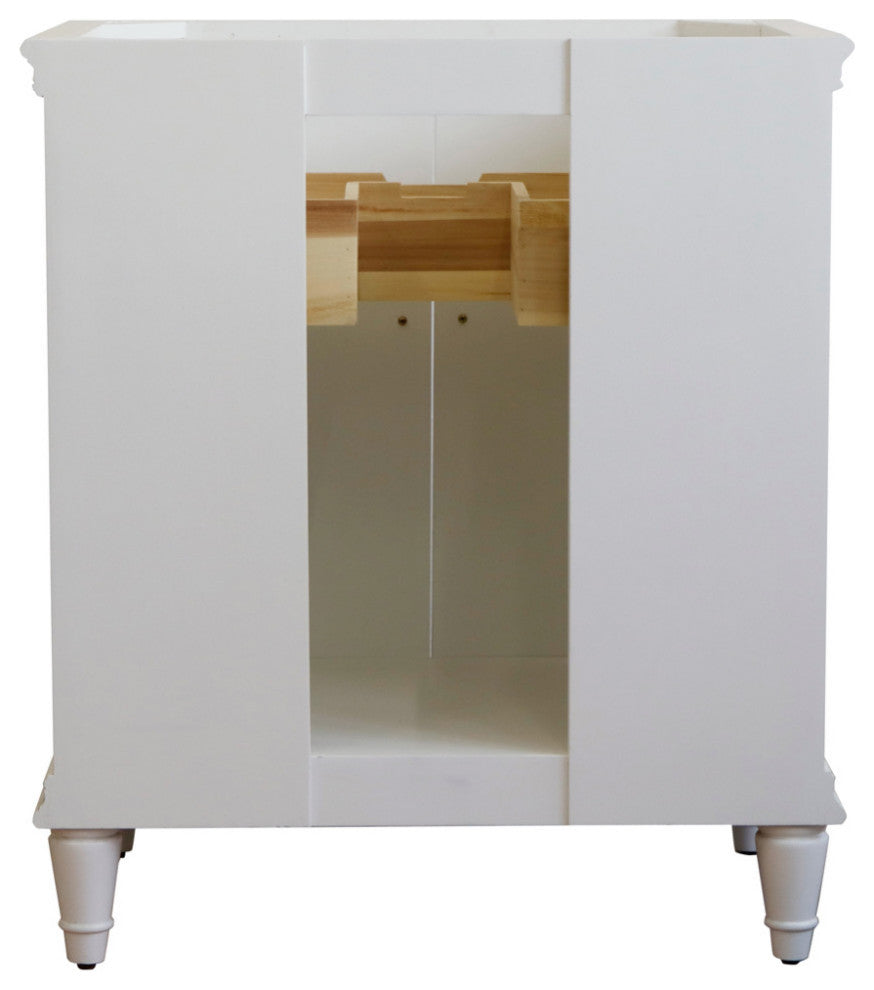31" Single Vanity, White Finish With Gray Granite And Rectangle Sink