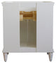 31" Single Vanity, White Finish With Gray Granite And Rectangle Sink