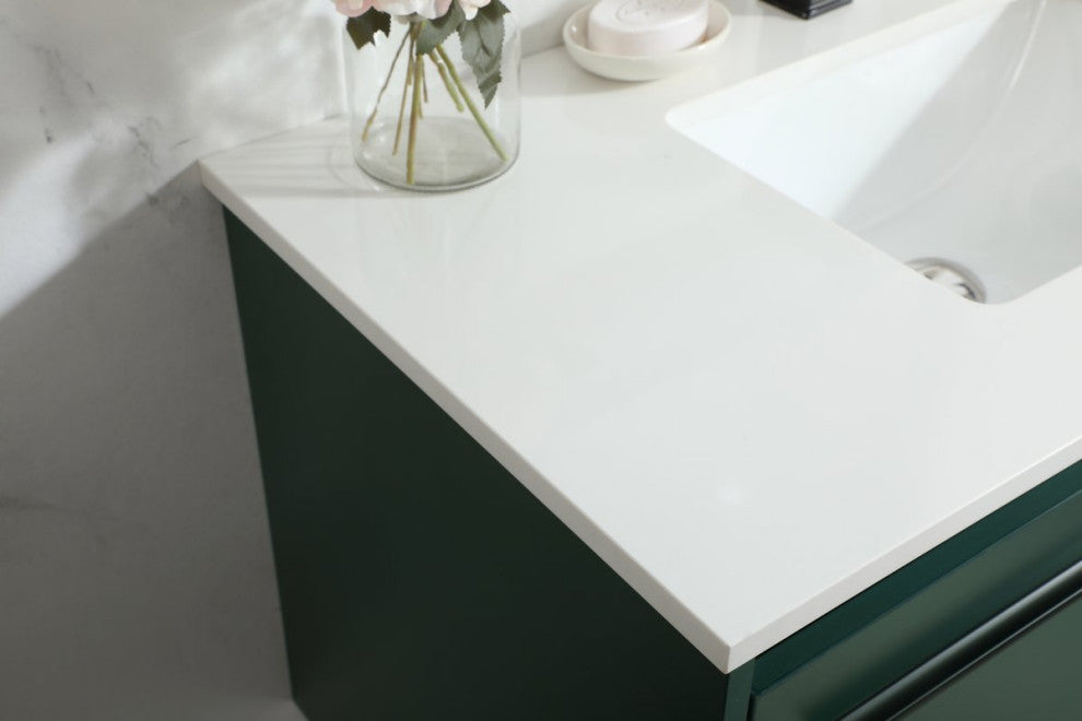 Phoebe Single Bathroom Vanity, Green, 36", Without Backsplash