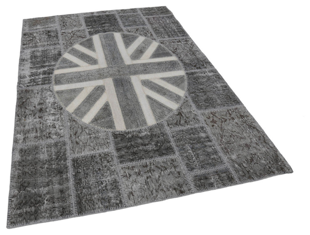 Rug N Carpet - Hand-knotted Turkish 5' 7'' x 8' 2'' Flag Patchwork Rug