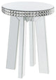 Benzara BM225900 Round Mirror Panel Inlay End Table, Faux Crystals Accent Silver
