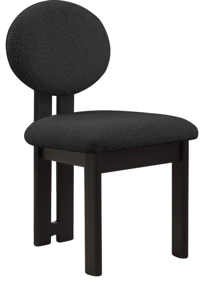 Napa Boucle Fabric Dining Chair, Set of 2, Black, Black Finish