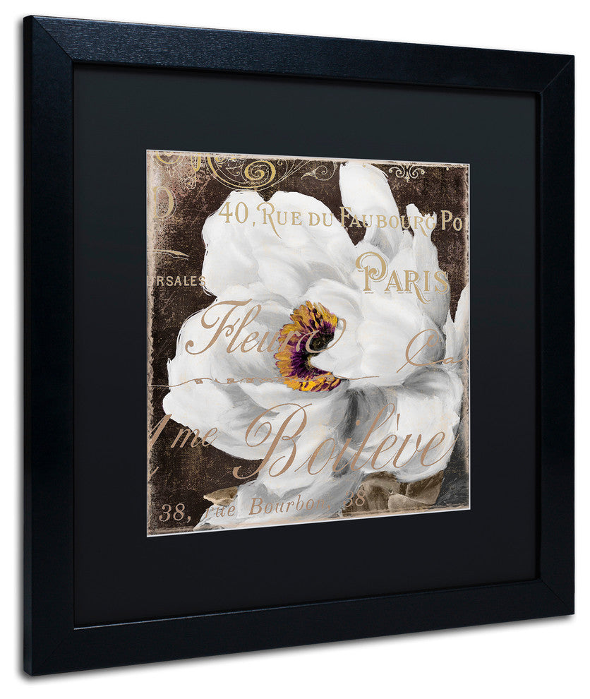 Color Bakery 'Fleurs Blanc III' Art, Black Frame, Black Matte, 16"x16"