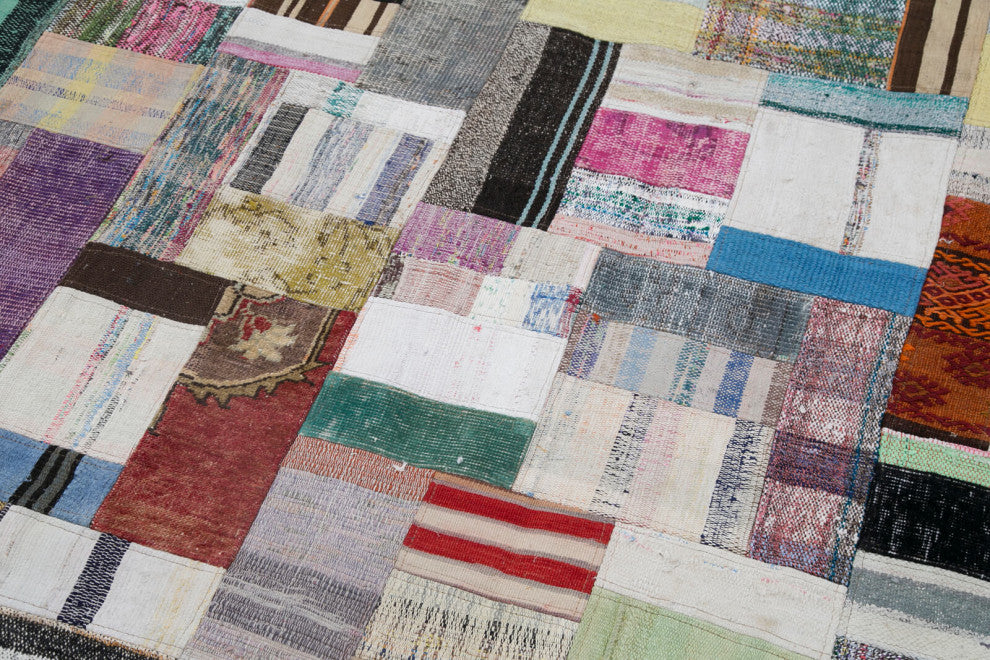 Rug N Carpet - Handmade Turkish 8' 1'' x 9' 11'' Tribal Patchwork Kilim Rug