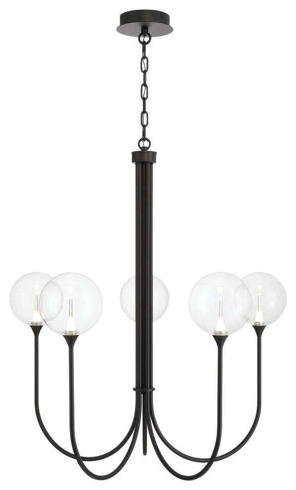 Iissa 5L 34" Black Clear Chandelier