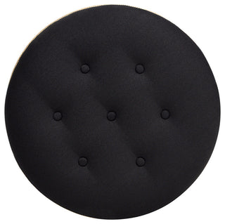 Yolanda 24" Upholstered Round Accent Ottoman, Jet Black Woven