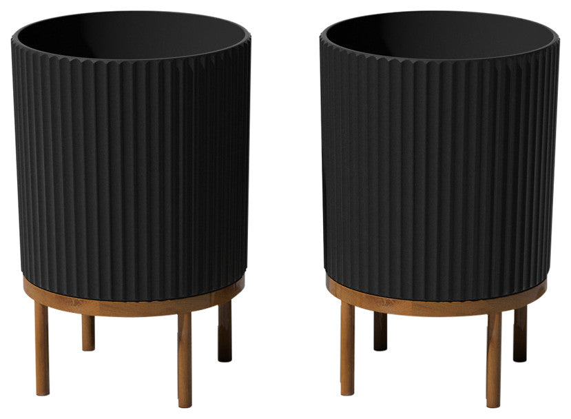 Veradek Demi Series Raised Planter With Stand, Black/Brown, 16", Set of 2