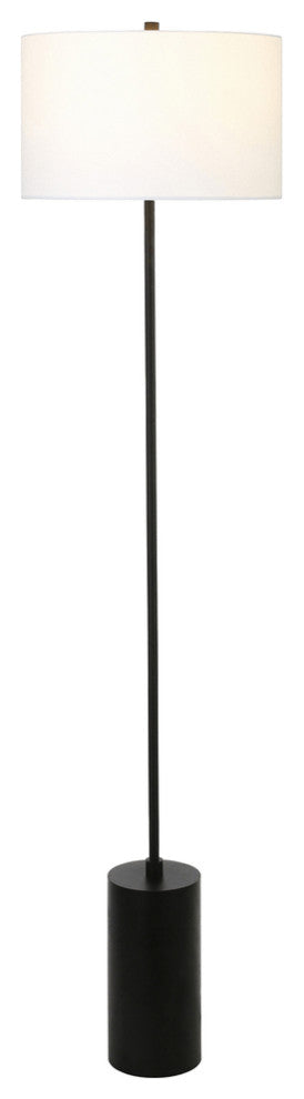 64" Black Traditional Shaped Floor Lamp With White Frosted Glass Empire Shade