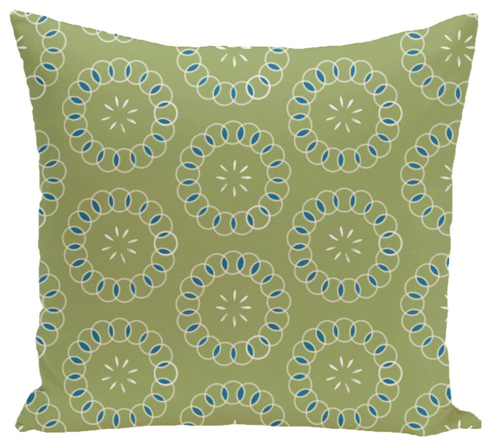 Happiness Is? Floral Print Pillow, Avocado, 16"x16"