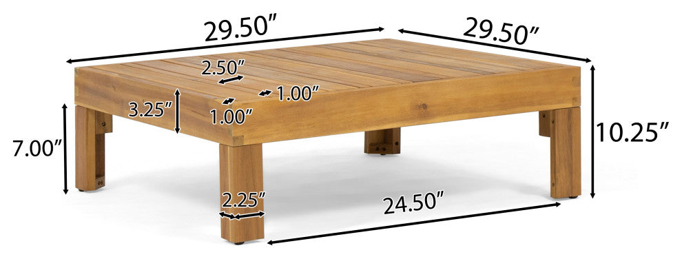 Allegra Outdoor Acacia Wood Coffee Table, Teak