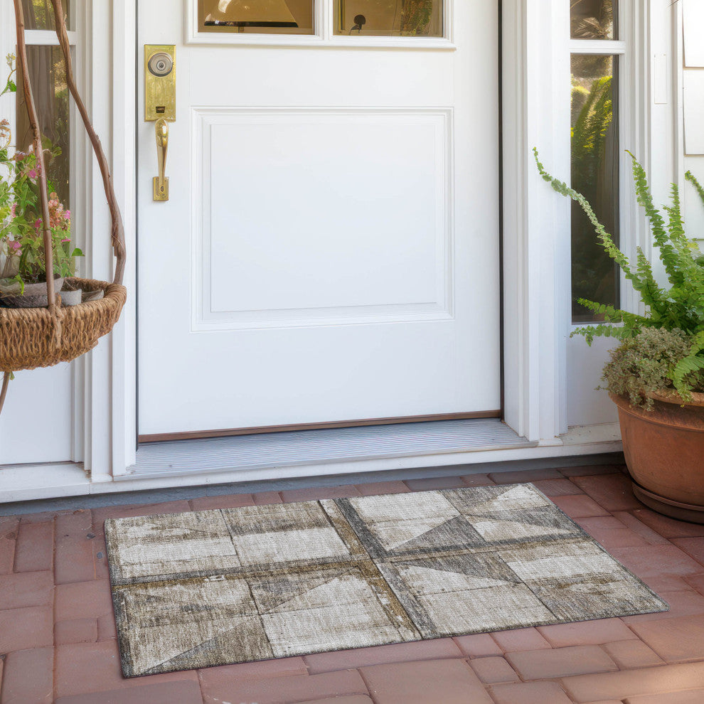 Machine Washable Indoor/Outdoor Chantille ACN1875 Beige 1'8" x 2'6" Rug