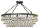 10-light Glass Crystal Chandelier, 32" Diameter, Hanging or Flush Mount, Black