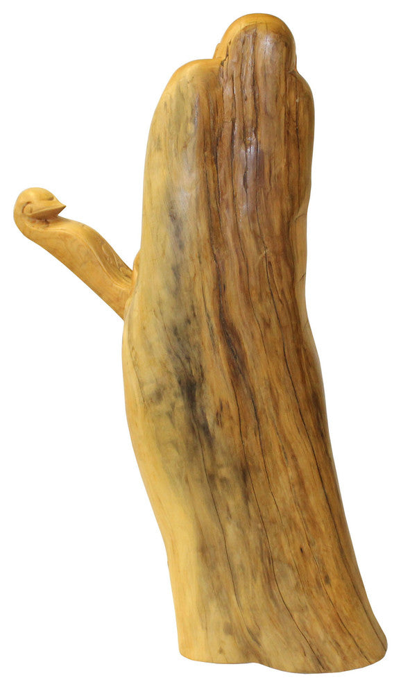 Chinese Cypress Wood Carved Standing Happy Buddha Statue
