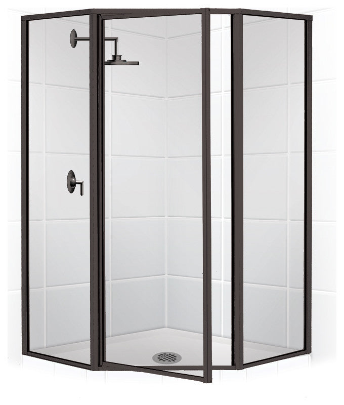 Legend Framed Neo-Angle Swing Shower Door, Clear, Matte Black, 59"x66"