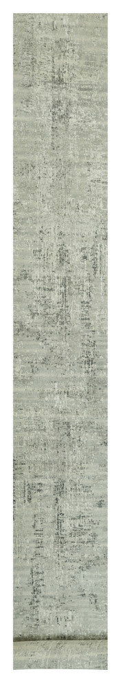 Gray Hand knotted Hand Spun Undyed Wool XL Runner Modern Rug 2'6"x31'8"