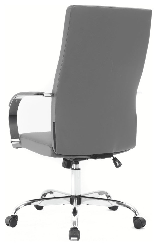 LeisureMod Sonora High-Back Adjustable Leather Conference Chair, Gray
