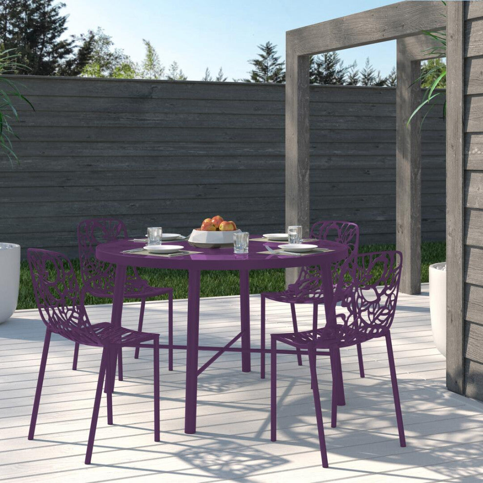 LeisureMod DC23PU4 Modern Devon Aluminum Chair, Set of 4