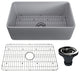 30in Single Bowl Farmhouse Apron Kitchen Sink with Bottom Grid and Strainers, 30