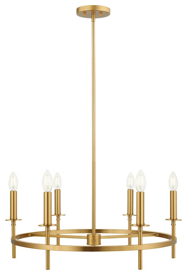 Savoy House Meridian 6-Light 25" Chandelier, Natural Brass